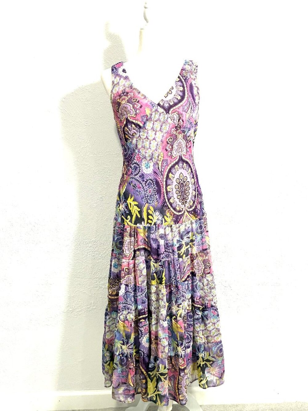 Sleeveless Drop-Waist Sun-Dress, Size 10, Fully Lined, 5-tiered Ruffles